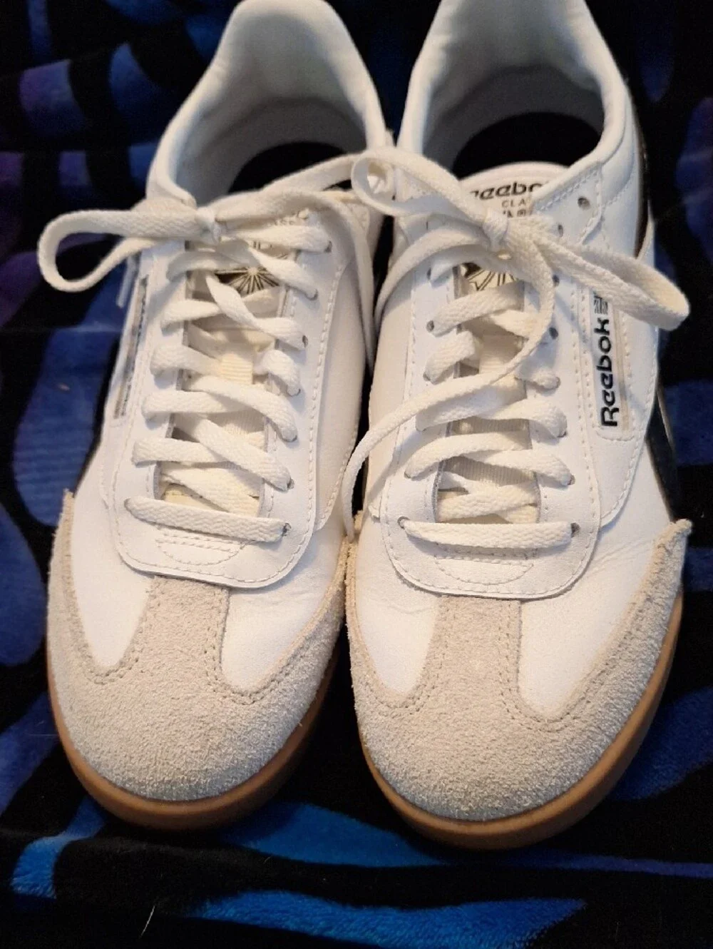 Reebok White, Black and Gum Classic Low-Top Sneakers